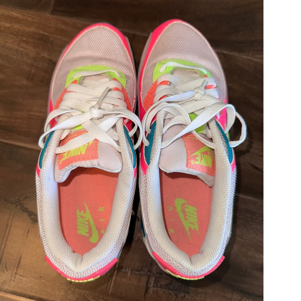 Nike Air Max 90 Pink Blast Volt Blue Fury Sneakers DC1865-600 Womens 7.5 - Picture 4 of 8